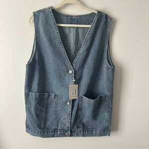 Denim three button layering vest L